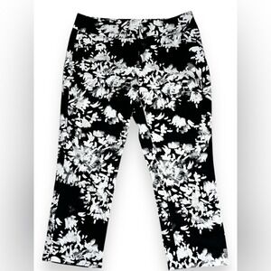 7th Avenue Suiting Collection Floral Cropped Black White Pants Size 6 Modern